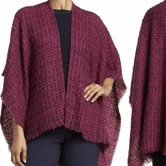 Echo Sweaters - NWT Echo Poncho Metallic Tweed sweater knit winter cardigan